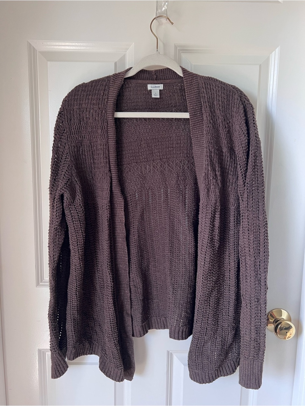L.L. Bean Open-Knit Cardigan - Chocolate Brown